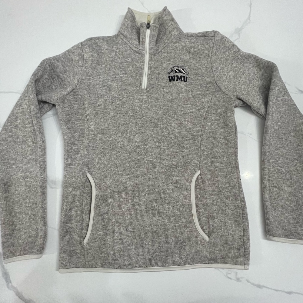 Charles River Apparel WMU gray mock neck button pullover size small